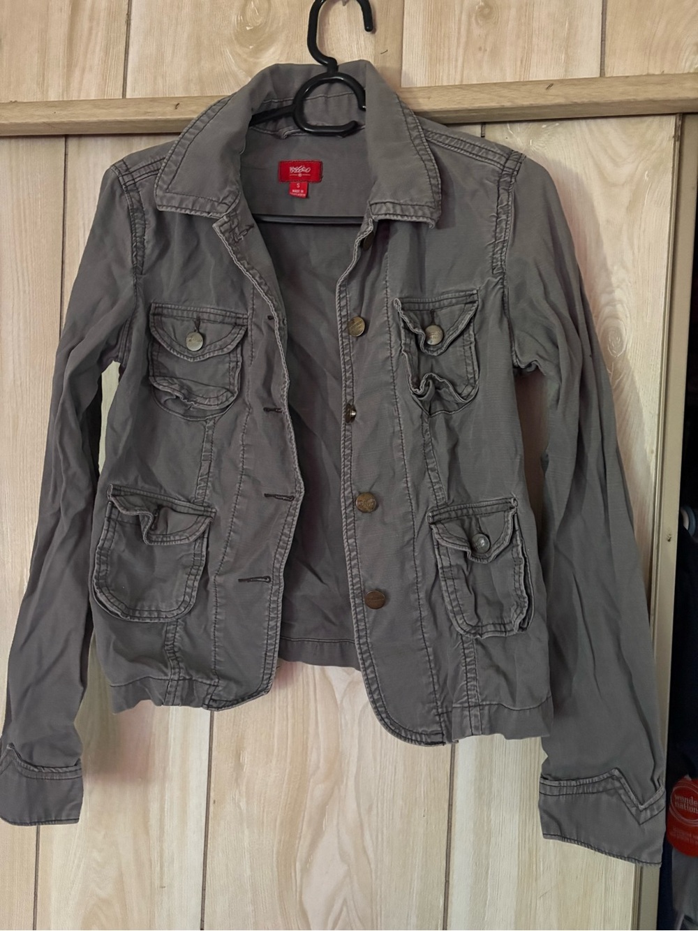 Washed Gray Utility Jacket with Pocket Detail